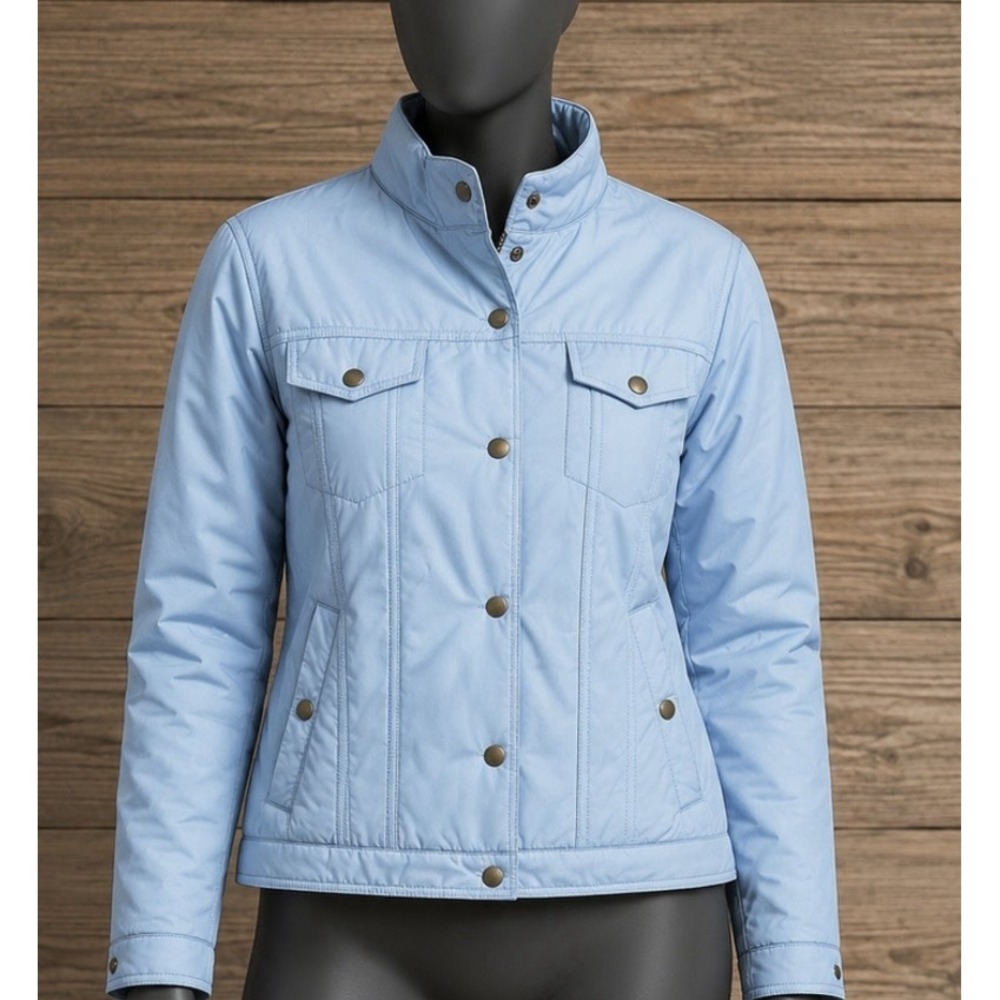 Nike Women's Blue Puffer Jacket NWT Insulated Snap/Button Front Pockets Size L